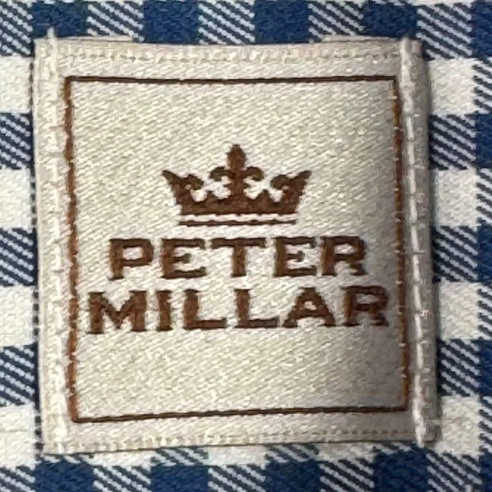Peter Millar Shirt Mens L Blue Check Nanoluxe Long Sleeve Button Down IGF Preppy